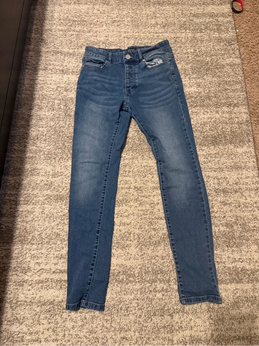 Men’s Medium Blue Skinny Jeans - Slim Fit Stretch Denim